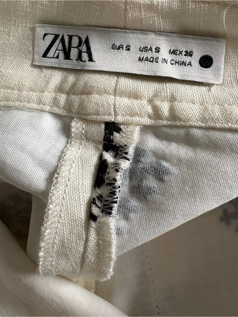 Zara linen blend wide-leg pants with embroidered details